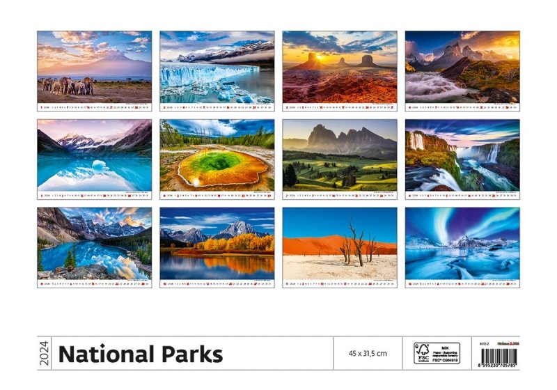 Kalendarz ścienny wieloplanszowy National Parks 2024 - okładka tył