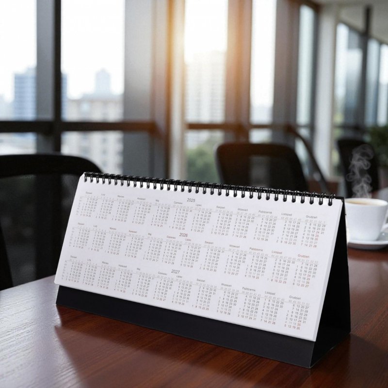 Kalendarz biurkowy stojący POZIOMY TYGODNIOWY OFFICE 2026 z czarną podstawką
