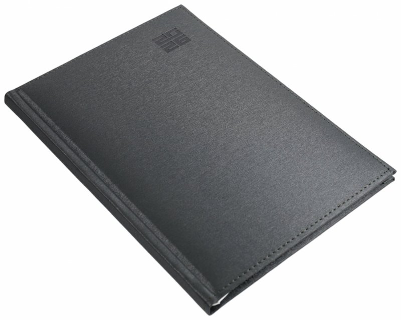 Kalendarz książkowy 2026 A4 tygodniowy papier biały drukowane registry oprawa ALUMINIUM szara