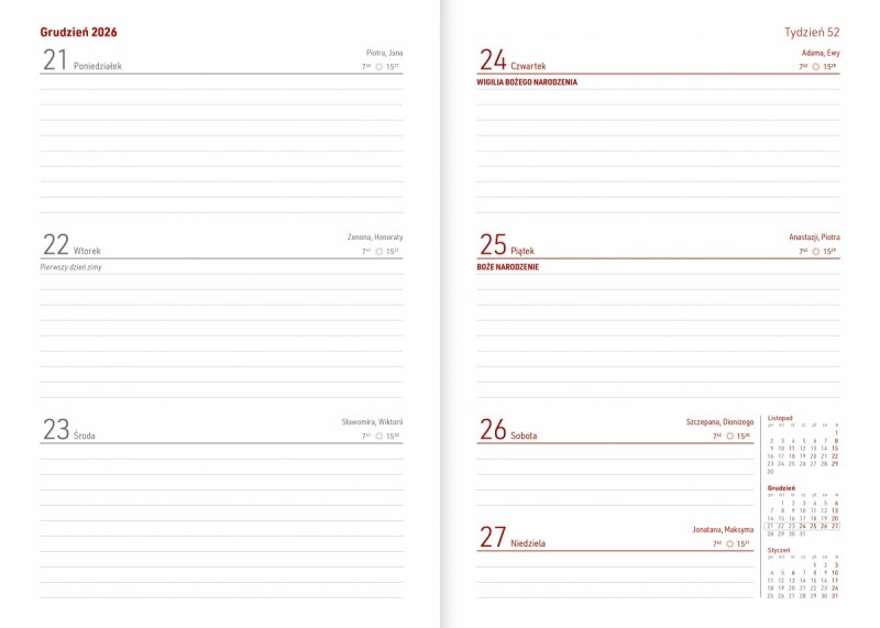 kalendarz tygodniowy dla wychowawców na rok 2026/27