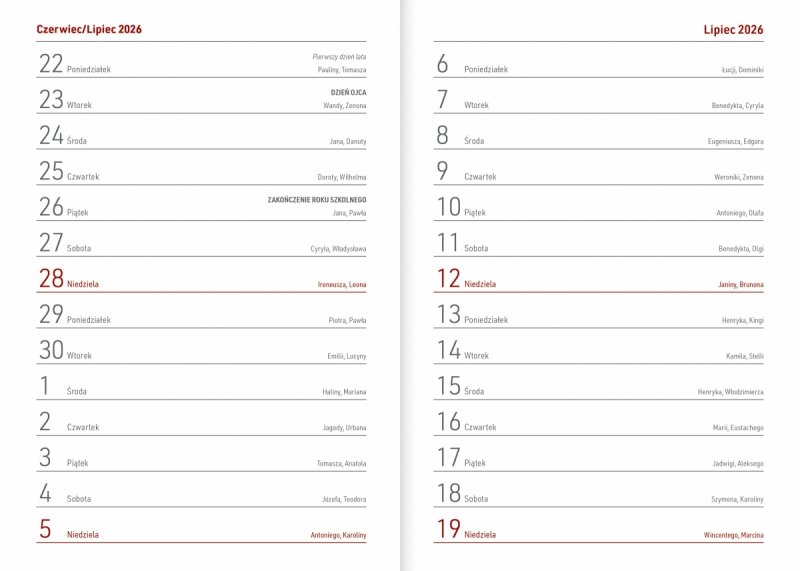 miesiące wakacyjne w kalendarzu nauczyciela na rok szkolny 2026/2027