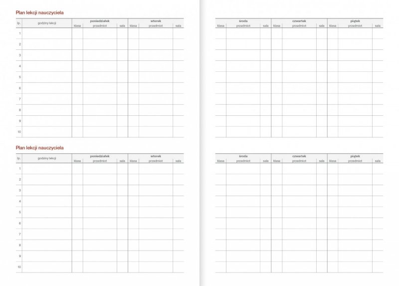 Kalendarz nauczyciela 2023/2024 B5 tygodniowy oprawa VIVELLA czerwona - MOTYLE