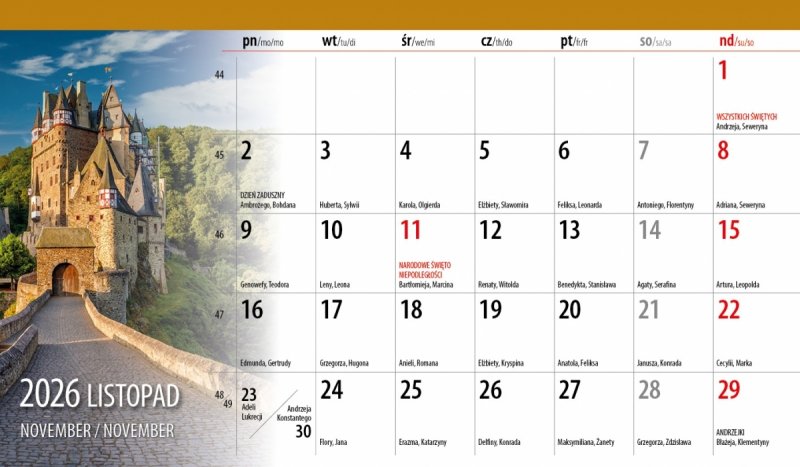 miesiąc na stronie w kalendarzu na biurko