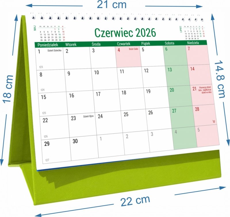 wymiary kalendarza szkolnego PLANO na rok szkolny 2026/27