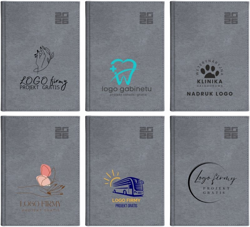 wzory okładek kalendarza z logo na rok 2026