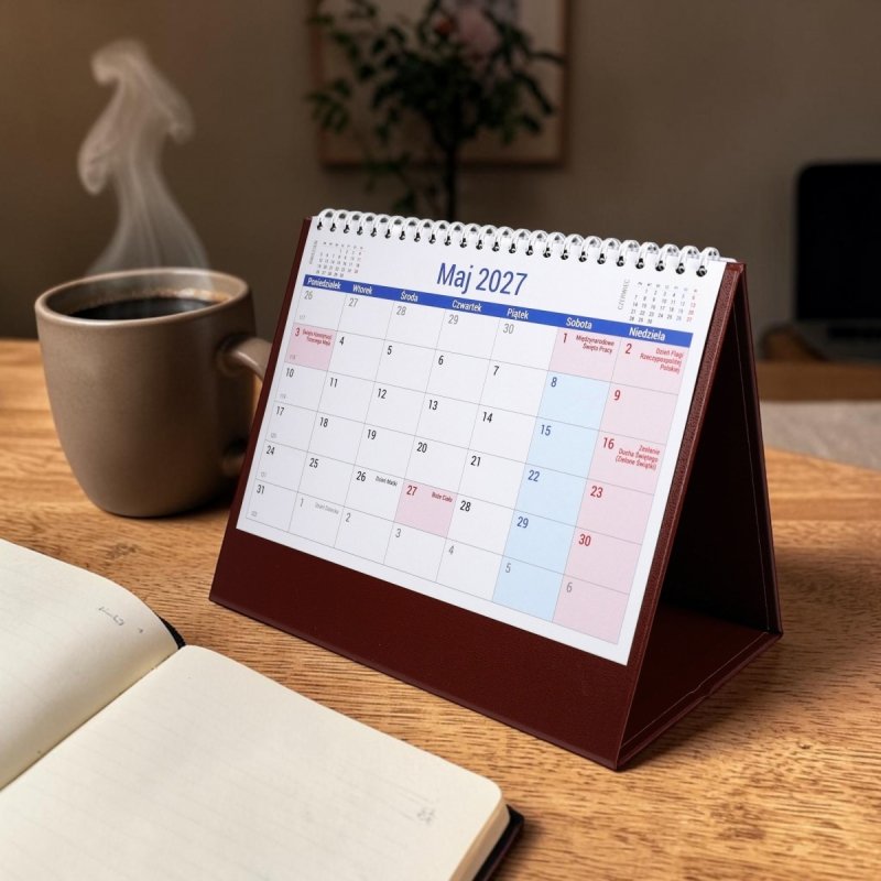 kalendarz biurkowy na rok 2027 z miejscem na notatki
