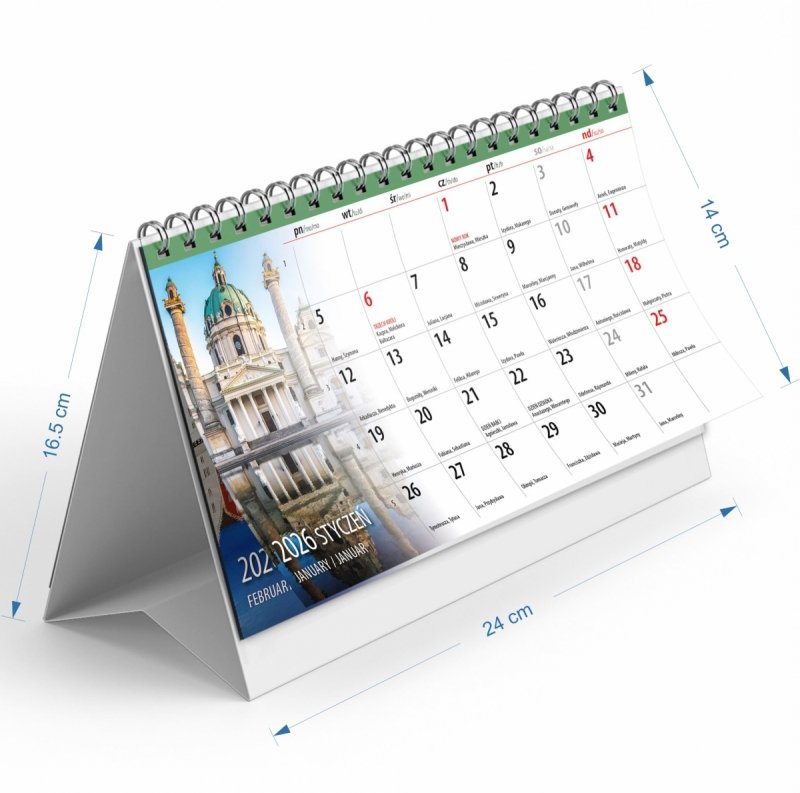 wymiary kalendarza na rok 2026