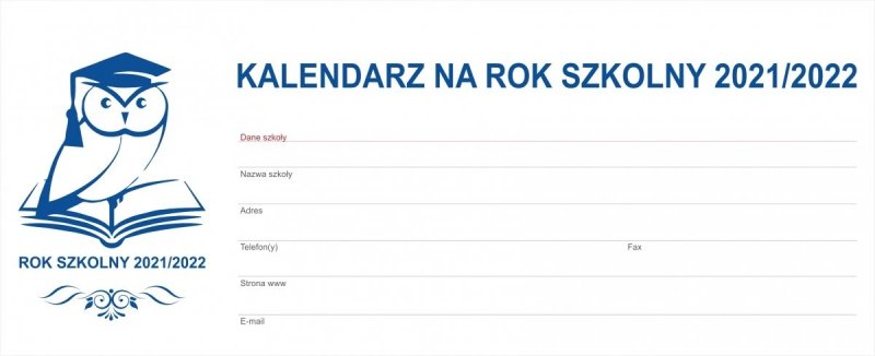 Okładka kalendarza tygodniowego biurkowego na rok szkolny 2021/2022