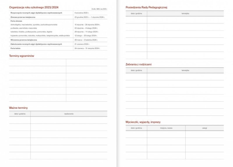 Kalendarz nauczyciela 2023/2024 B5 tygodniowy oprawa VIVELLA szara - ROWEREK