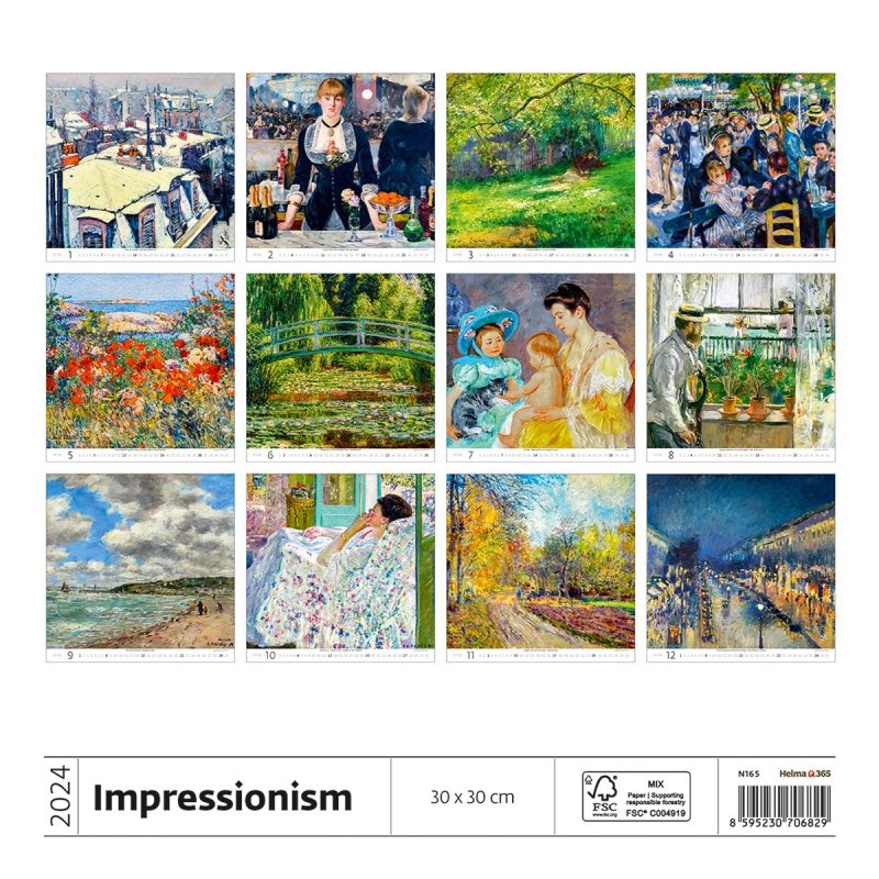 Kalendarz ścienny wieloplanszowy Impressionism 2024 - okładka tył