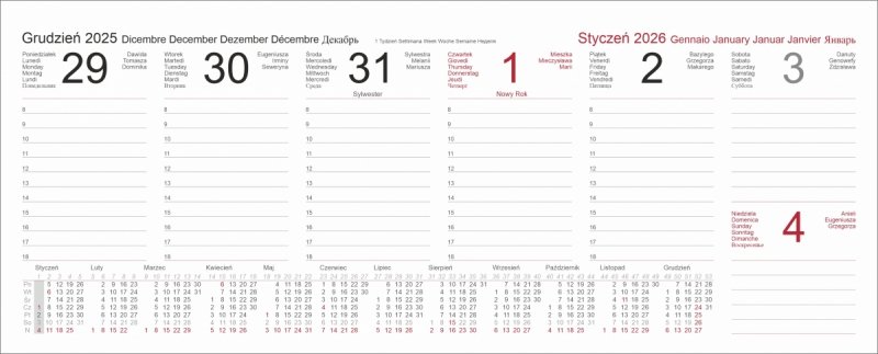 kalendarz do biura 2026 tygodniowy