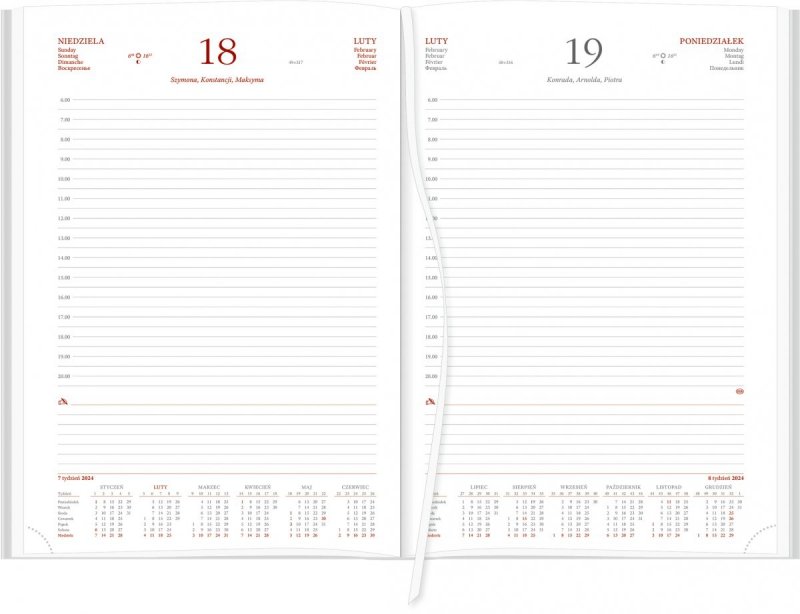 Kalendarz książkowy każdy dzień na osobnej stronie