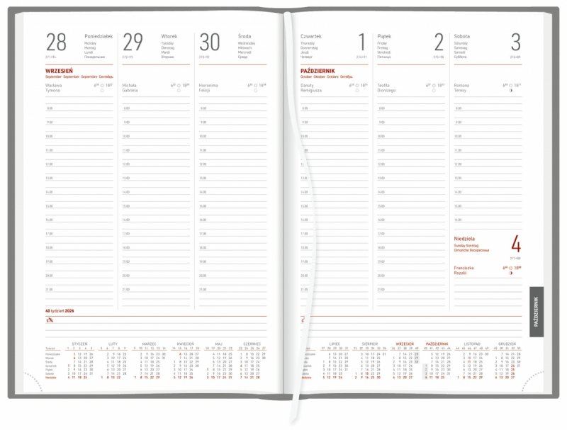 blok kalendarza B5 tygodniowego, papier biały