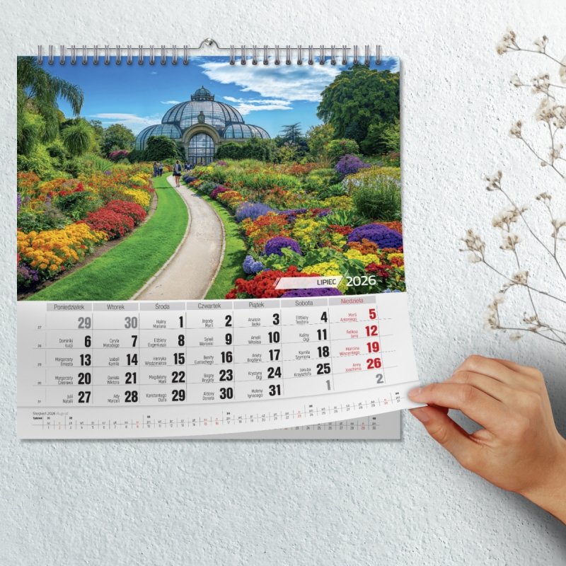 Kalendarz ścienny wieloplanszowy 33x33 cm OGRODY 2026