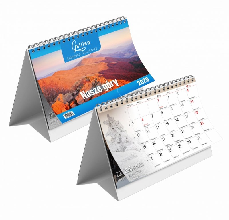 kalendarz na biurko na podstawce kartonowej