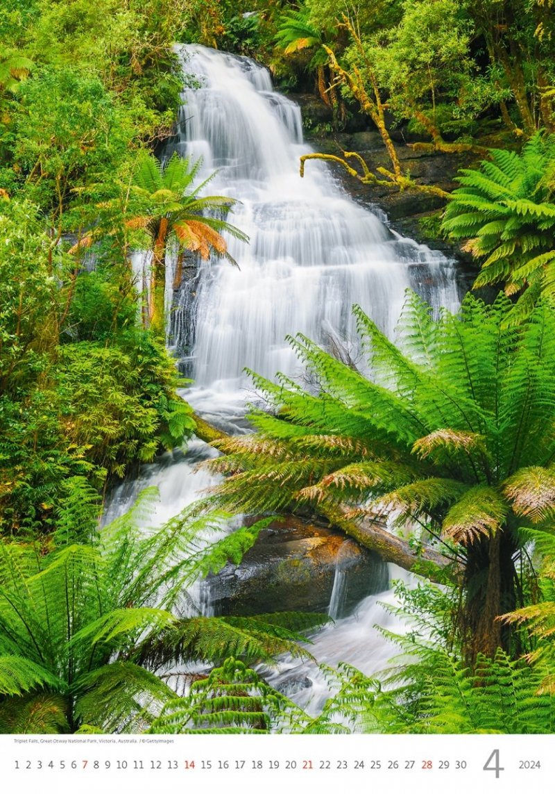 Kalendarz ścienny wieloplanszowy Waterfalls 2024 - kwiecień 2024
