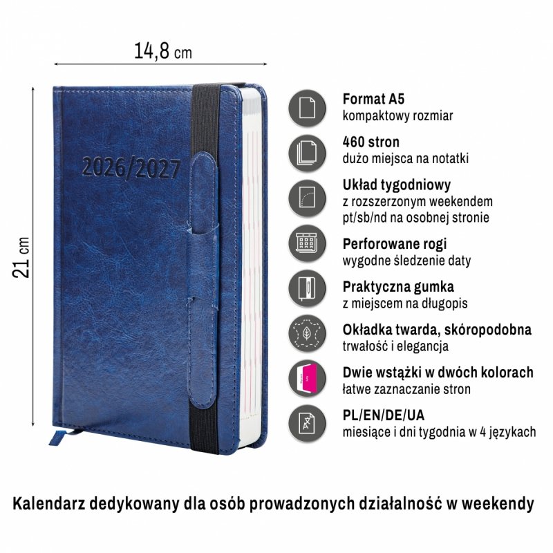kalendarz A5 dzienny na rok 2026