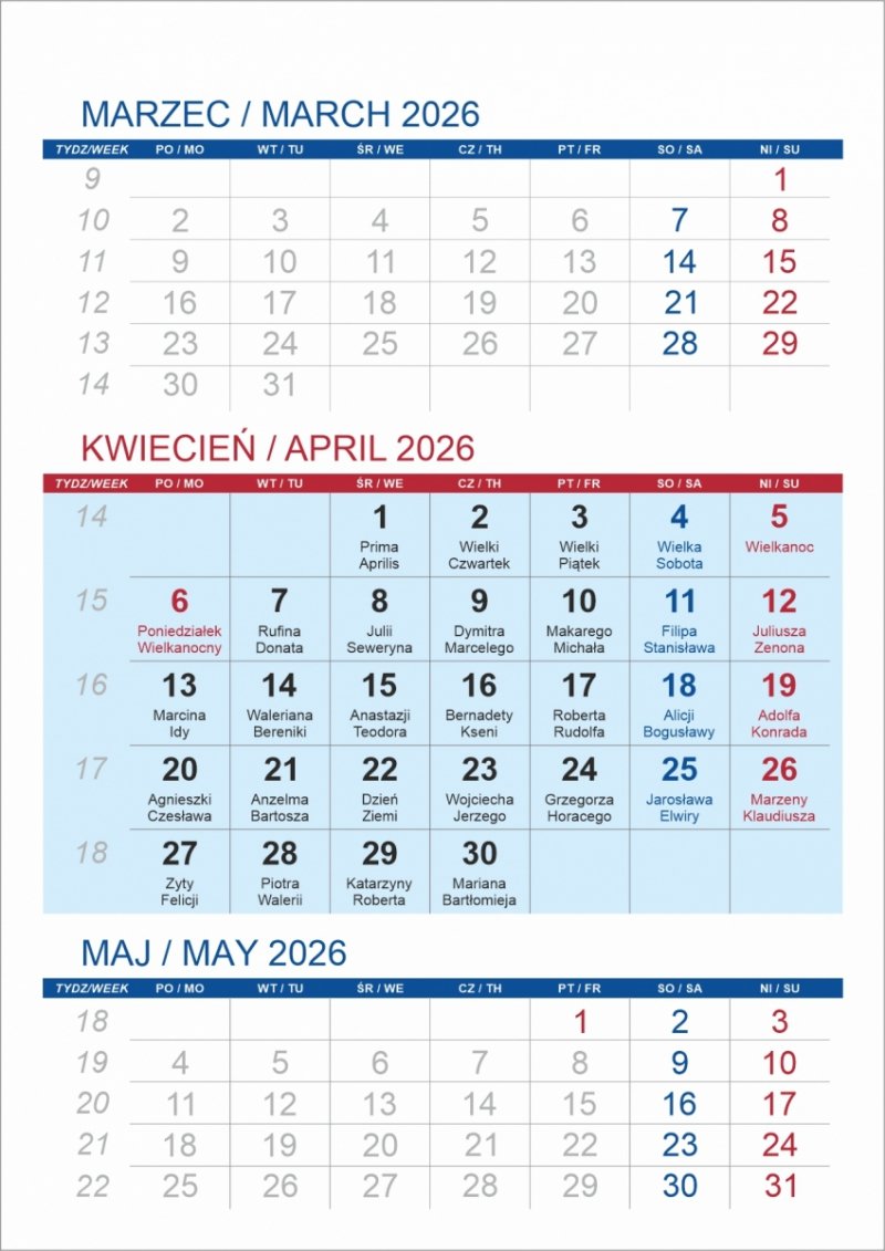 Kalendarz biurkowy z notesem i znacznikami TOP 3-miesięczny 2026 czarny