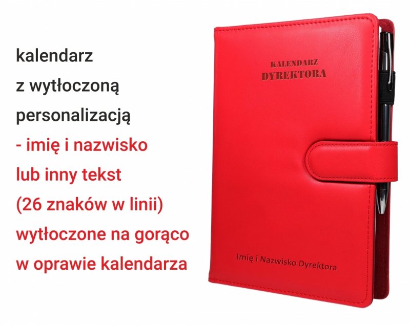 tłoczenie personalizacji na okładce wymiennej kalendarza tygodniowego dla nauczyciela na rok 2025/2026