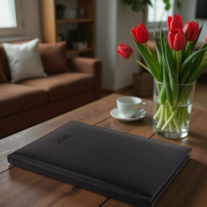 Kalendarz książkowy 2026 A4 tygodniowy papier biały drukowane registry oprawa VIVELLA EXCLUSIVE czarna