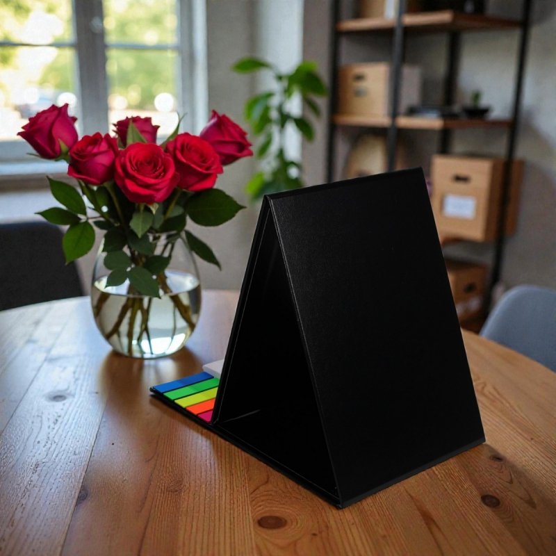 Kalendarz biurkowy z notesem i znacznikami TOP 3-miesięczny 2026 czerwony