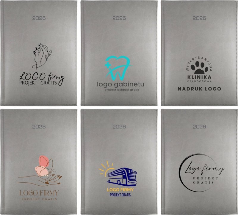 przykładowe wzory okładki z logo do kalendarza A4 na rok 2026