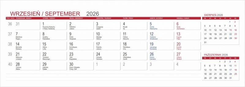 Kalendarz biurkowy z notesami i znacznikami samoprzylepnymi MAXI 2026 biały