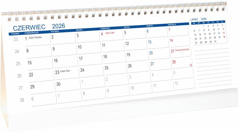 kalendarz biurkowy na rok szkolny 2026/2027 dla nauczycieli i uczniów