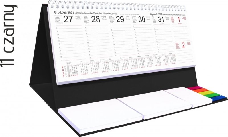 Kalendarz biurkowy z notesami i znacznikami EXCLUSIVE PLUS 2022 czerwony