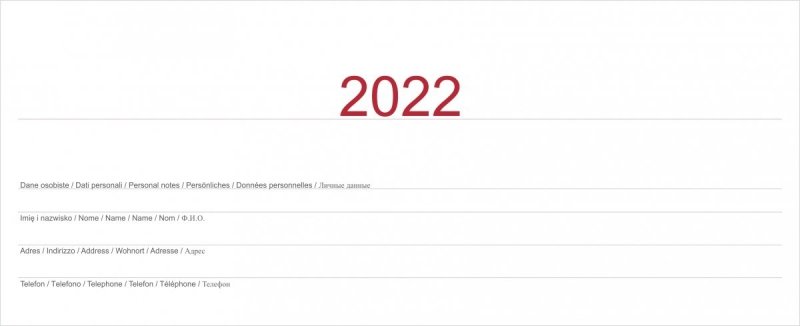 Kalendarz biurkowy TYGODNIOWY Z PIÓRNIKIEM 2022 czerwony