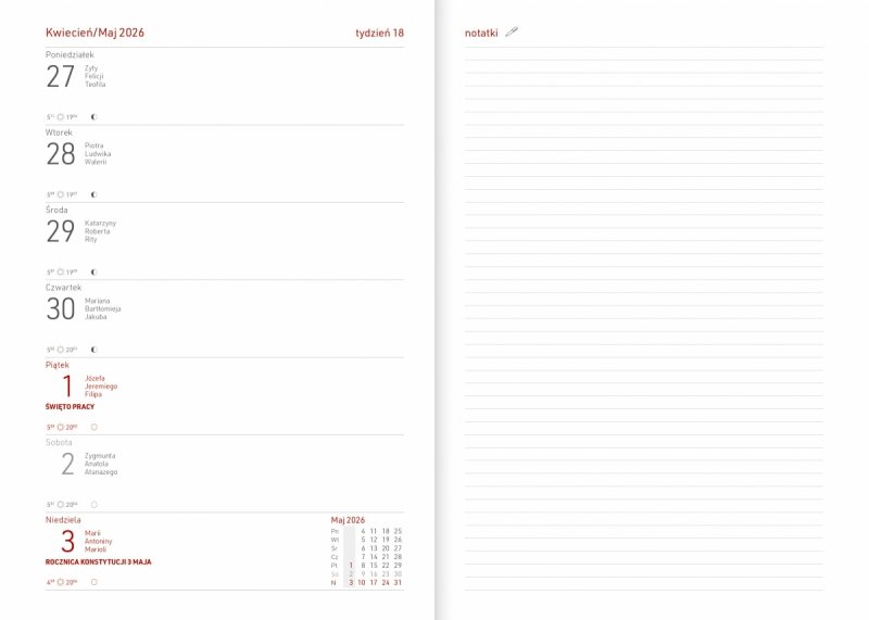 kalendarz dla uczniów na rok 2025/2026