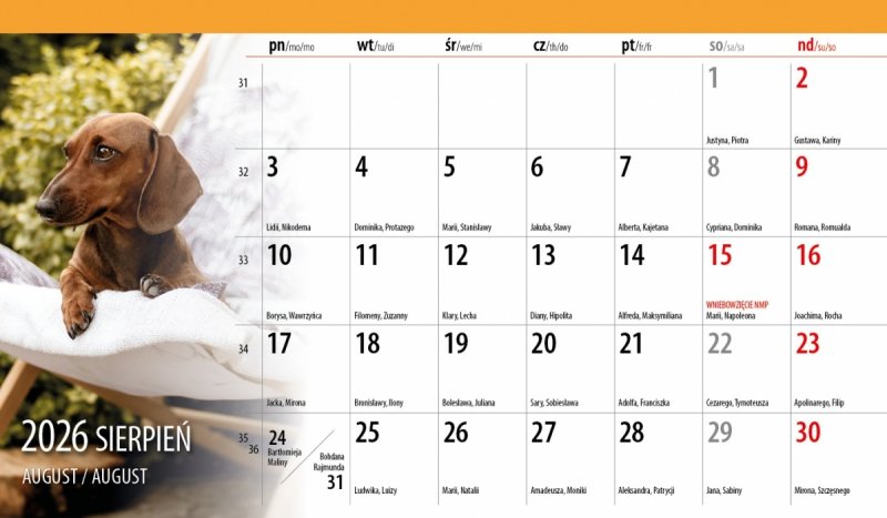 biurkowy kalendarz na rok 2026