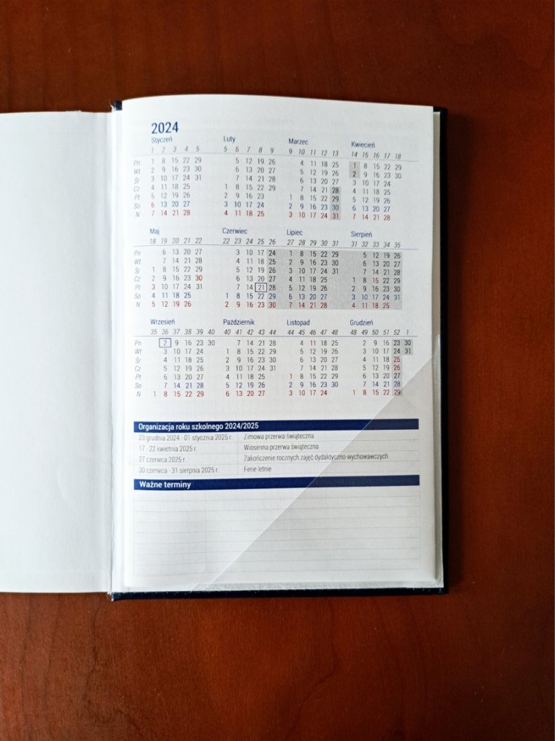broszura tabel ocen oraz skróconym kalendarium 2024/2025