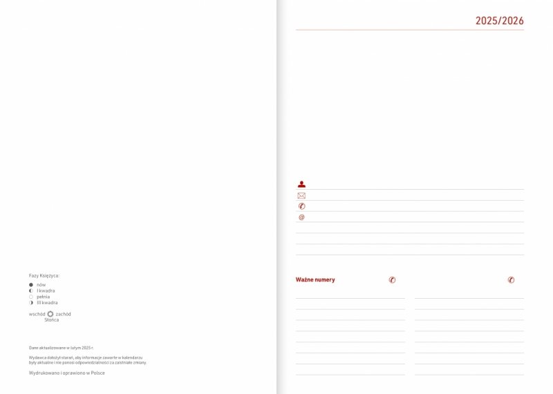 kalendarz dla ucznia na rok szkolny 2025/2026 w formacie A5