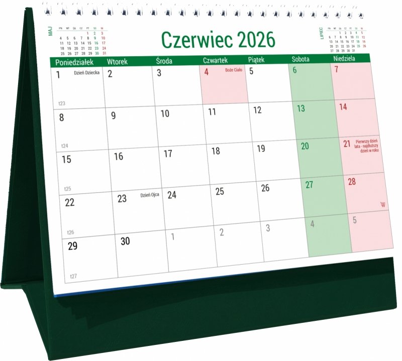 kalendarz biurkowy na rok szkolny 2026/2027 PLANO z miejscem na notatki