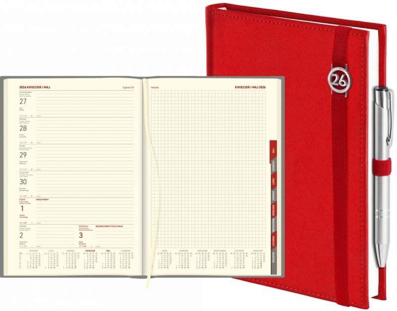 kalendarz książkowy 2026 w oprawie zamykanej na gumkę