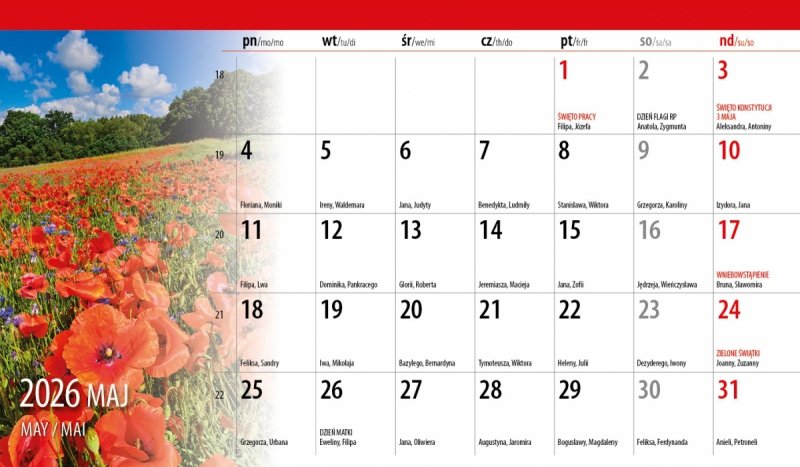 kalendarz do postawienia na biurko na rok 2026