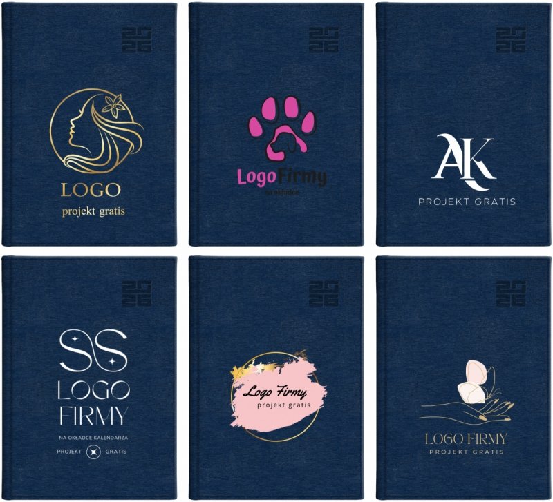 różne wzory okładek kalendarza z logo