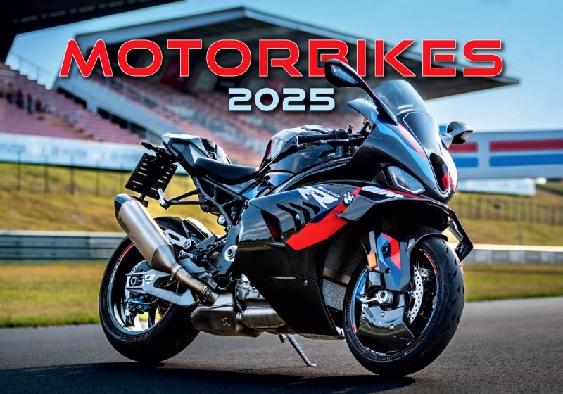 Zdjęcie okładki w kalendarzu ściennym Motorbikes 2025 wydawnictwa Helma