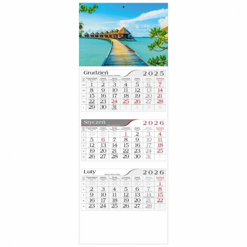 główka do kalendarza 3-dzielnego na ścianę