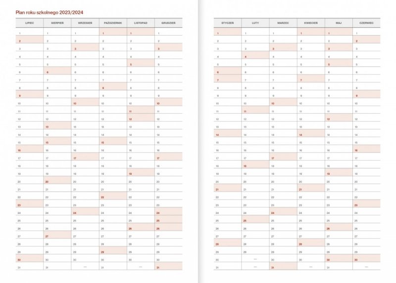 kalendarz z planem roku szkolnego 2023/2024