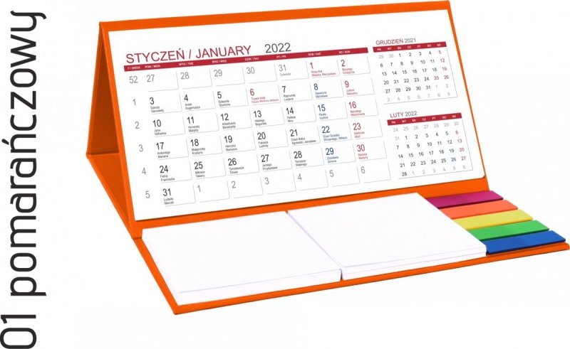 Kalendarz biurkowy z notesami i znacznikami MIDI 3-miesięczny 2022 seledynowy