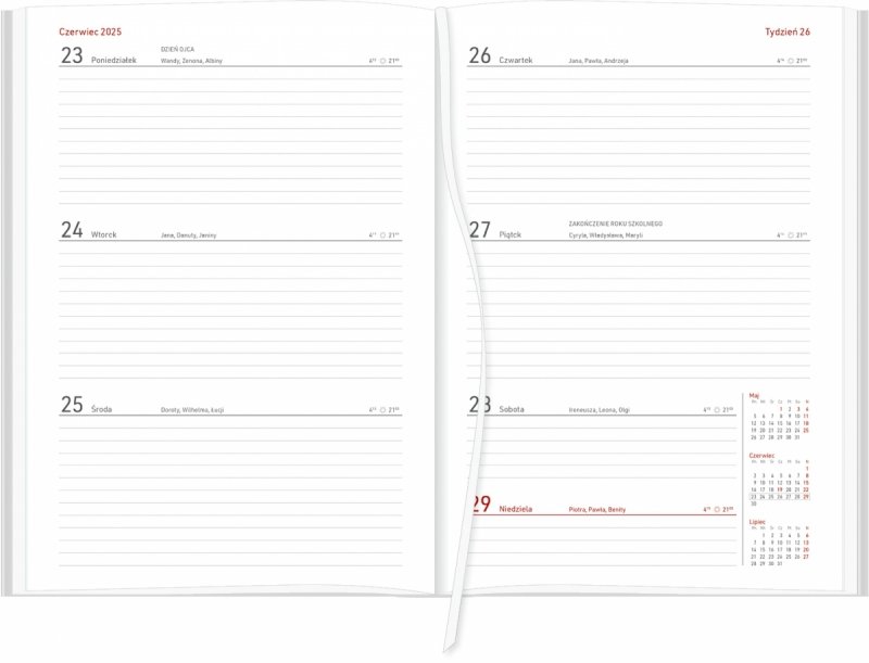kalendarze na rok szkolny 2024/25 tydzień na stronie