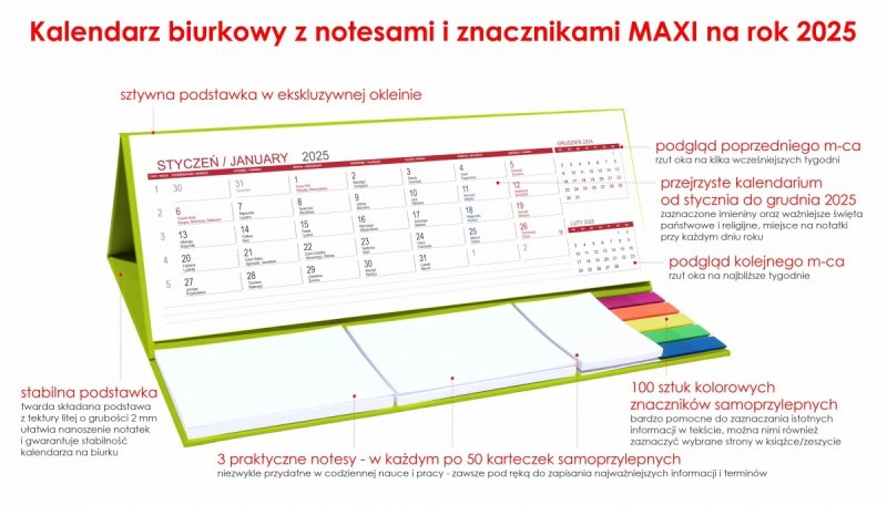 opis kalendarza na rok 2025