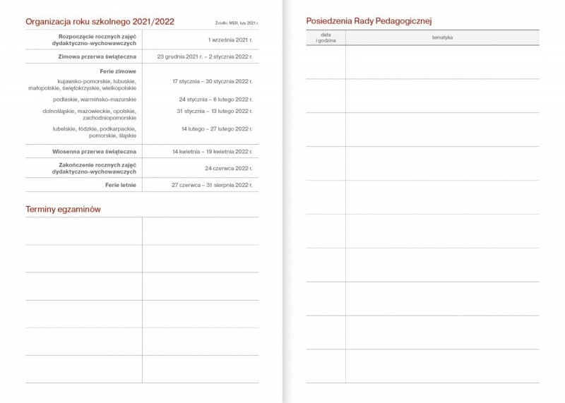 Kalendarz nauczyciela 2023/2024 format A5 układ tygodniowy wkład wymienny oprawa ZIP ZAMYKANA NA ZAMEK