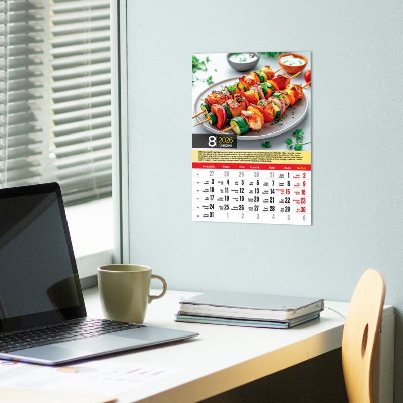 Kalendarz ścienny wieloplanszowy A4 KUCHNIA POLSKA 2026 z przepisami kulinarnymi