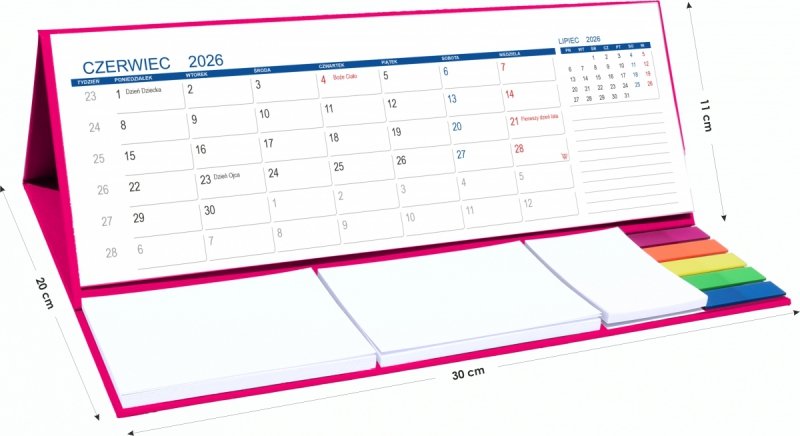 wymiary kalendarza biurkowego szkolnego dla ucznia na rok 2026/27