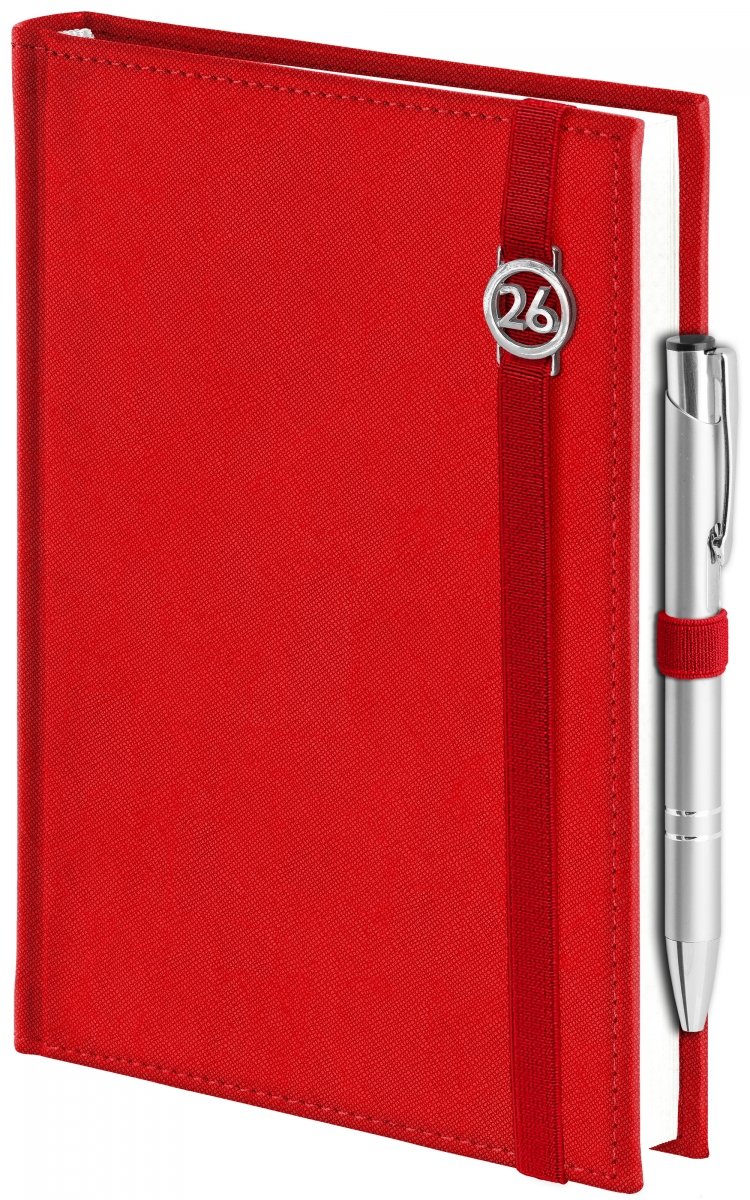 kalendarz na rok 2026 zamykany na gumkę i mocowaniem na długopis