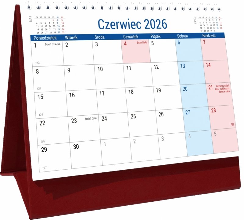 kalendarz biurkowy na rok szkolny 2026/2027 PLANO z miejscem na notatki