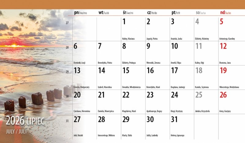 kalendarz na rok 2026 do biura